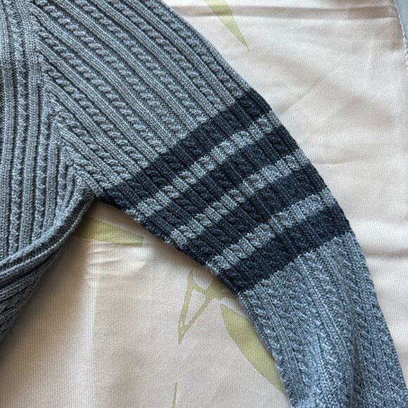 Thom Browne Grey Knitted Cropped Cardigan - Picture 7 of 9